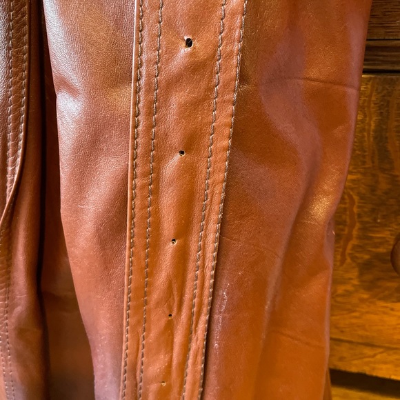 Vintage full length double breasted leather jacket - Picture 5 of 12